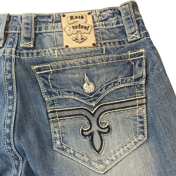 Rock Revival Jeans Mens Sz 36 John Straight Distressed Western Cowboy Denim READ - Picture 7 of 16